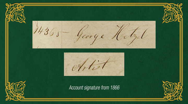George Hetzel's account signature form 1866